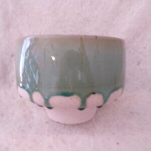Green Reactive Drip Planter Footed Pot Ceramic New